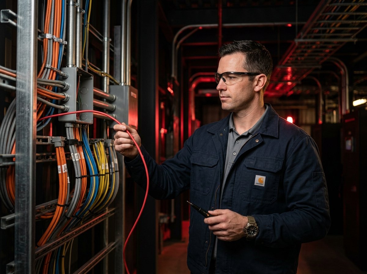 NARAYAN CABLES electrical engineer inspecting PVC wiring solutions